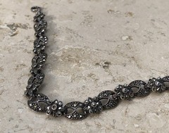 ✨VINTAGE Sterling Silver MARCASITE Floral 🌺Tennis Bracelet 🌟ESTATE Jewelry🌟