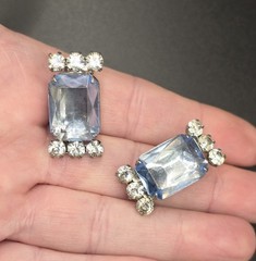 VINTAGE JULIANA (D&E) LIGHT BLUE RHINESTONE 5-LINK BRACELET & EARRINGS