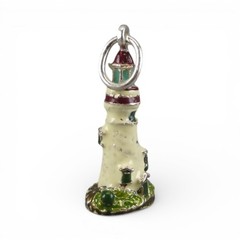 Sterling Silver & Enamel Lighthouse Charm for Bracelet Brown County Silver BCS