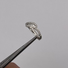 18k 750 Ladies Baguette and Round Diamond .65ctw Band Ring Size 5.25