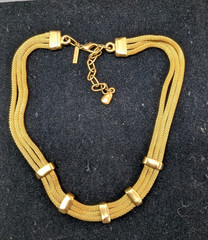 Casual Corner Gold Tone Chunky 3 Strand Rope Chains Choke Necklace Lobster Lock