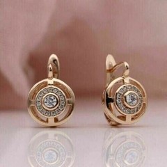 Art Deco Round Cut Lab Created Diamond 14Ct Rose Gold Plated Earrings