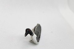VTG Black & White Painted Loon Brooch Pin Red Eye Very Good Condition, Birding