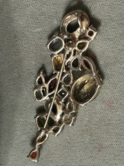 Vintage Silver Tone Brooch/Pendant with Various Open back Gemstones & Marcasite.