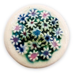 Porcelain Flower Brooch Hand-Painted Signed Artist Vintage Gardener Pin