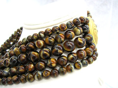 Estate MMA Museum of Modern Art Goldtone Agate Bead 280 Gram 5 Strand Necklace