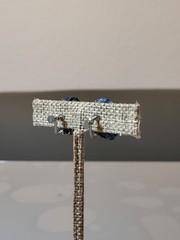 Vintage Handmade Studded Beads Blue Sequins Ornate Clip-On Screw Earrings K50