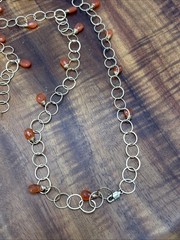 14/20 GF Gold Filled Chain Necklace 34” With Faceted Carnelian Stones