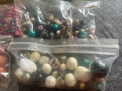 Vintage Jewelry Making Beads Lot Metal Plastic Pearls Pink Wood Miscellaneous