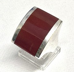 R05 Vintage 1950-1970s Carnelian 925 Silver RING Size 11