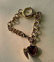 vintage Gruen Gold-Tone Charm Bracelet Watch.