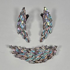 RARE- YSL Yves Saint Laurent Aurora Boralis Goossen’s Earring & Brooch Set