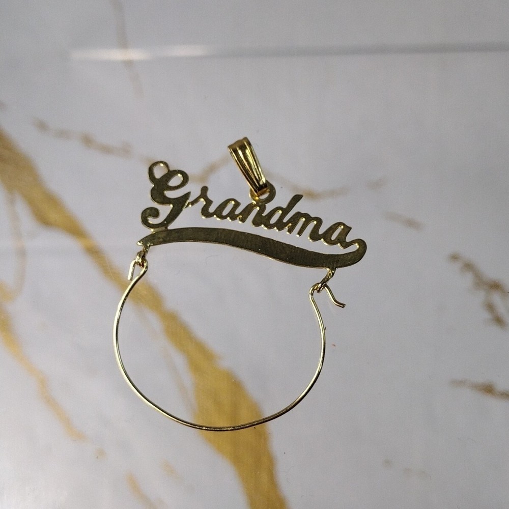 Vintage New Old Stock Grandma Grandmother Gold Plated Charm Holder Pendant