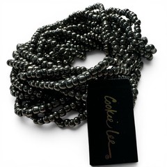 NWT Chunky Metallic Bead Bracelet Stretch Multistrand Gunmetal Cookie Lee