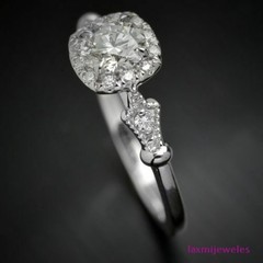 1.50 Ct Round Lab-Created Diamond Ring Antique Art Deco Filigree 925 Silver Band