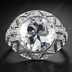 Antique Art Deco 2.90Ct Round Cut Lab Created Diamond Engagement 925 Silver Ring