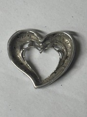 Vintage 925 Sterling Silver Open Heart CZ Slide Pendant .75” Pavé Stones