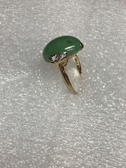 Beautiful Vintage 14K Yellow Gold & Platinum Jade Diamond Ring sz 5.25 Read!