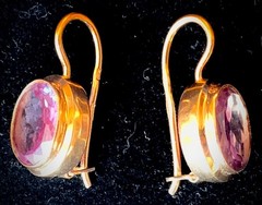 14K 583 Gold Gemstone Ring +Earrings Vintage Made in Former USSR Ring Size 16.5