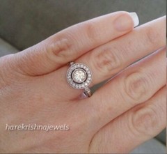 14K White Gold Over 2CT Round Cut Diamond Lab-Created Vintage Halo Wedding Ring