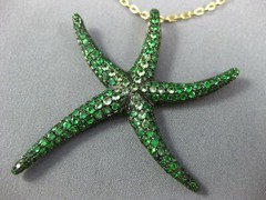ESTATE EXTRA LARGE 3.51CT AAA TSAVORITE 18KT YELLOW GOLD 3D STARFISH FUN PENDANT