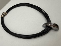 STERLING SILVER MULTI ROW LEATHER CORD MODERNIST NECKLACE SLIDING PENDANT 16″