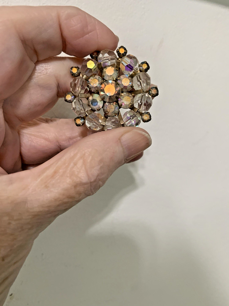 Vintage Aurora Borealis Crystal Brooch Pin