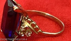 VINTAGE SIMULATED BLUE SAPPHIRE 10 KT GOLD RING SIZE 8.25