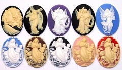 10 Different 40x30mm Victorian Beautiful Guardian Angel Cameos, All Very Nice