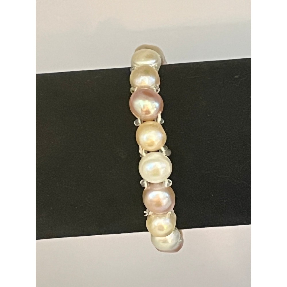 Multicolor round shape cultured freshwater pearl bracelet
