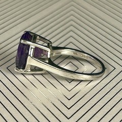 Vintage Sterling Silver Brilliant Round Cut Amethyst Ring. Size 5.50+.