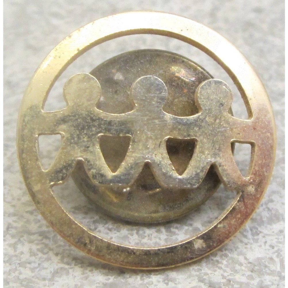 Vintage I J W U United Way Children Holding Hands Union Made #10 Pin Brooch