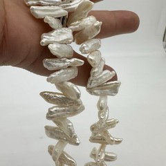 Vtg Pippa Baroque Stick Pearl Necklace Sterling Silver 18 Inch Artisan Statement