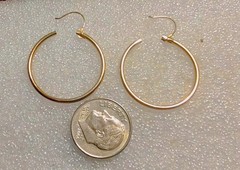Vintage 14k Yellow Gold Wire 24mm Round Hoop Earrings .79grams ((W109))