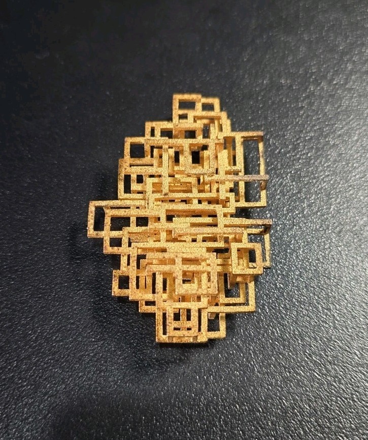 Vintage Mid-Century Modernist Geometric Yellow Gold Plate Pendant