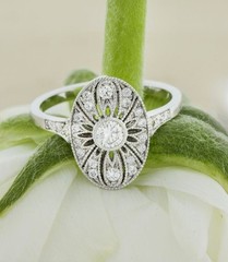 Art Deco Vintage Style Lab Created Diamond Weeding Ring In 14k White Gold Finish