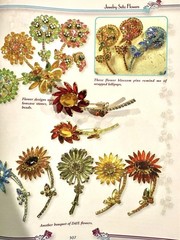 BOOK PIECE ‘Juliana’ D&E Red Orange Flower Brooch w/ Stem #3844 HTF Design