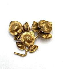 Vintage The Museum Company TMC Brooch Pin Leaves Leaf Gold Plated Pewter Signed