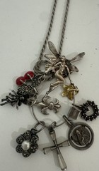 Adorable Estate 80’s Sterling Fairy Charm Holder +9 Charms Necklace