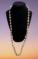 Gold Metallic Chain Necklace Strung Oval Faceted Beads Long Or Double 24″ Vntg