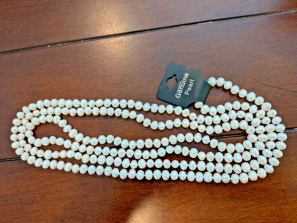 Elegant Genuine Pearl 64″ Long Classic Single Strand Endless Necklace