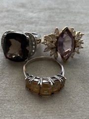 Lot Of 3 Vintage 925 Sterling Silver Rings Gemstones Assorted Estate Jewelry