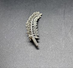 Vintage .925 Sterling Marcasite Leaf Pin Brooch 6 Grams