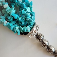 Vintage Multi-Strand Turquoise Chip Statement Necklace | 18–20″ Adjustable