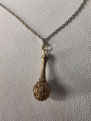 Gold Plated Victorian Filigree Bead Drop Necklace Vintage Cable Chain Old Stock