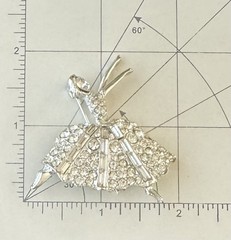 Vintage ballerina Rhinestone Silver Tone Metal Brooch Pin