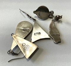 HUGE VINTAGE LOT OF ALPACA MEXICO SILVER EARRINGS BRACELET PENDANTS RING 6-95