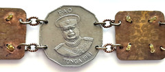 Vintage 7″ Copper Charm Bracelet Foreign Coins Tonga, Israel, Somalia 1970-80’s