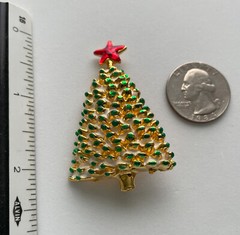 VINTAGE VERO CHRISTMAS TREE BROOCH PIN 3D PINE CONE ENAMEL GOLD RARE MCM HTF 33