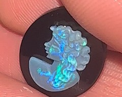 Vintage/Antique 20×15 Natural Solid Hand carved Australian Opal Cameo on Onyx